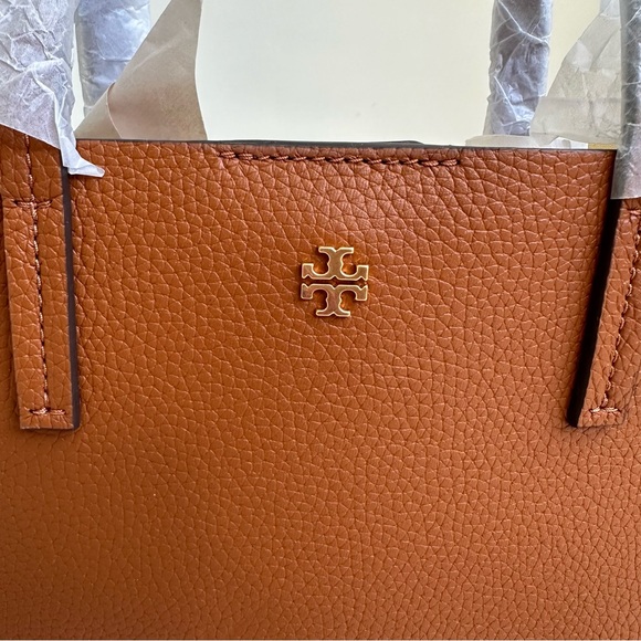 Tory Burch NEW with Tags Blake Leather Small Tote Crossbody in Bourbon Cornbread - Picture 15 of 16